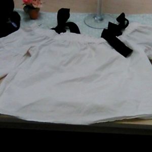 Off shoulder top with black ribbon